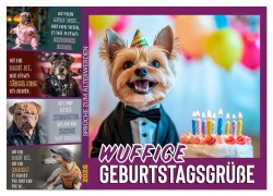 Cover-Bild zum Titel 'Wuffige Geburtstagsgrüße SPRÜCHE ZUM ÄLTERWERDEN (Wandkalender 2026 DIN A4 quer), CALVENDO Monatskalender' von 'Melanie Viola'