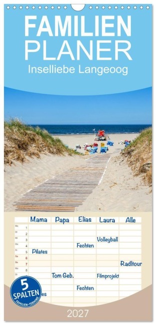 Familienplaner 2027 - Inselliebe Langeoog mit 5 Spalten (Wandkalender, 21 x 45 cm) CALVENDO - Andrea Dreegmeyer