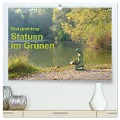 Bodypainting Statuen im Grünen (hochwertiger Premium Wandkalender 2025 DIN A2 quer), Kunstdruck in Hochglanz - Romana Lara