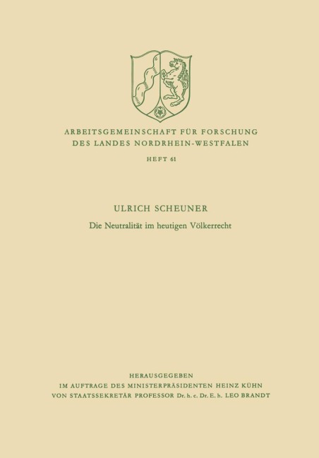 Die Neutralität im heutigen Völkerrecht - Ulrich Scheuner