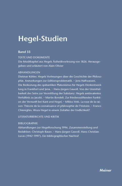 Hegel-Studien Band 33 - 