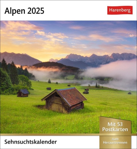 Alpen Sehnsuchtskalender 2025 - Wochenkalender mit 53 Postkarten - 