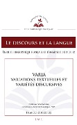 Varia, Variations textuelles et variétés discursives - Collectif