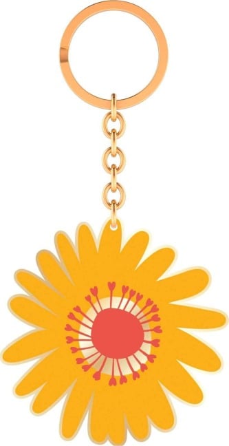 Bunte Blumengrüße Emaille-Schlüsselanhänger Blüte gelb - 