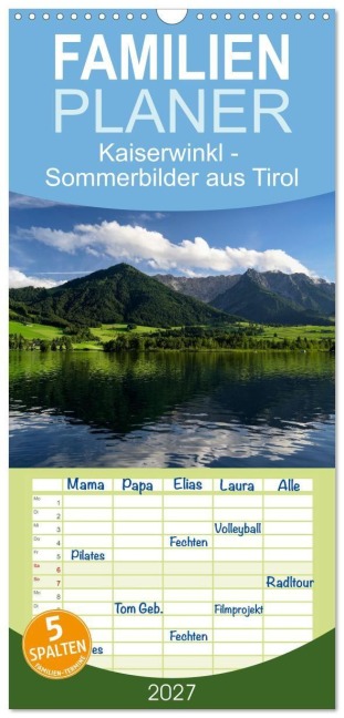 Familienplaner 2027 - Kaiserwinkl - Sommerbilder aus Tirol mit 5 Spalten (Wandkalender, 21 x 45 cm) CALVENDO - Christof Wermter