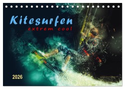 Cover-Bild zum Titel 'Kitesurfen extrem cool (Tischkalender 2026 DIN A5 quer), CALVENDO Monatskalender' von 'Peter Roder'