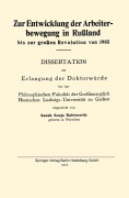 Cover-Bild zum Titel 'Zur Entwicklung der Arbeiterbewegung in Rußland bis zur großen Revolution von 1905' von 'Sarah Sonja Rabinowitz'