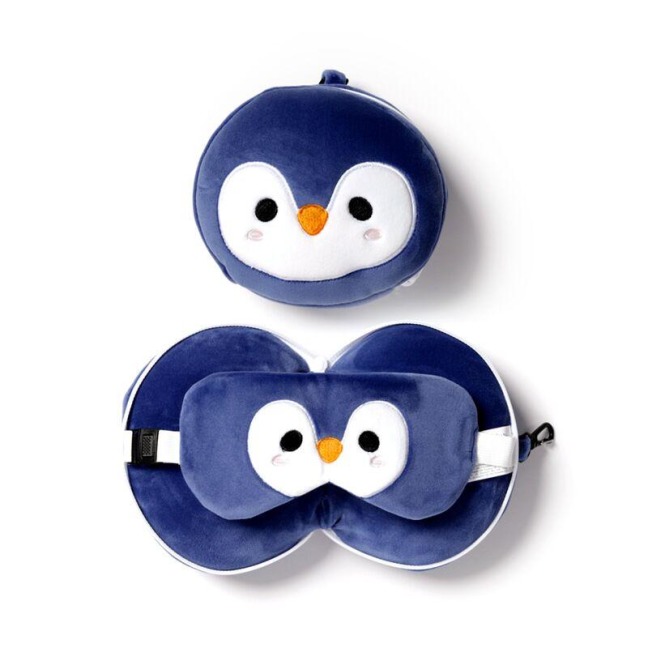 Relaxeazzz Plüsch Pinguin Reisekissen & Schlafmaske - 