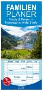 Cover-Bild zum Titel 'Familienplaner 2026 - Fjorde & Felsen - Norwegens wilde Seele mit 5 Spalten (Wandkalender, 21 x 45 cm) CALVENDO' von 'Sell Pixs:Sell'