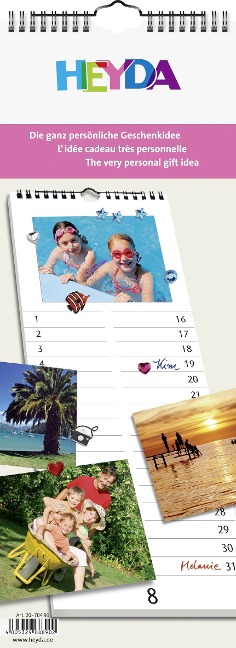 Heyda 2070491, Bastelkalender/DIY-Kalender/Fotokalender, immerwährend, 16 x 42,5 cm, Deckblatt: Kunstdruckpapier, Deckblatt: farbig bedruckt mit Motiv, Monatsblätter: weiß - 