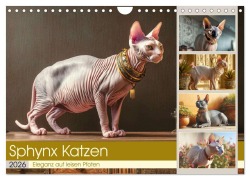 Cover-Bild zum Titel 'Sphinx Katzen. Eleganz auf leisen Pfoten (Wandkalender 2026 DIN A4 quer), CALVENDO Monatskalender' von 'Rose Hurley'