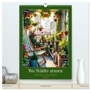 Cover-Bild zum Titel 'Wo Städte atmen - Urbanen Oasen im Wandel der Jahreszeit (hochwertiger Premium Wandkalender 2026 DIN A2 hoch), Kunstdruck in Hochglanz' von 'Fred Schimak'