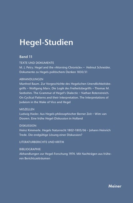 Hegel-Studien Band 11 - 