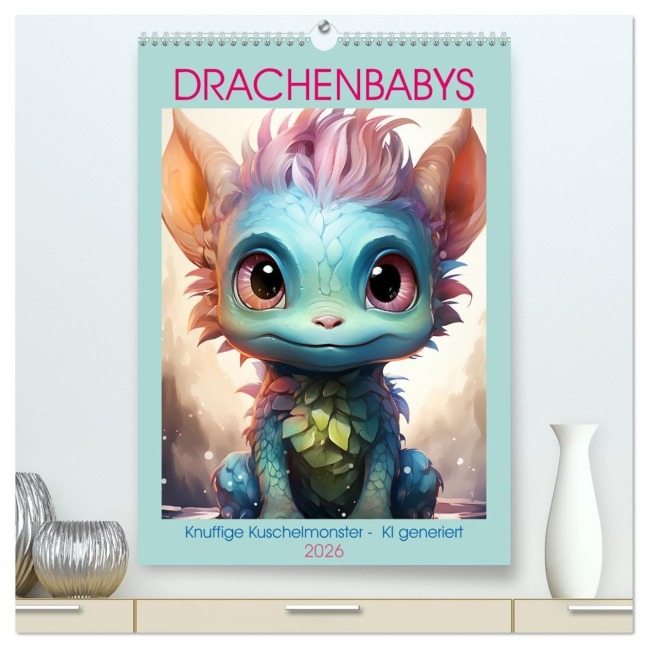 Drachenbabys (hochwertiger Premium Wandkalender 2026 DIN A2 hoch), Kunstdruck in Hochglanz - Cathrin Illgen