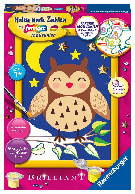 Ravensburger Malen nach Zahlen 23635 - Niedliche Eule - Kinder ab 7 Jahren - 
