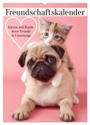 Cover-Bild zum Titel 'Freundschaftskalender - Katzen und Hunde, beste Freunde in Umarmung (Wandkalender 2026 DIN A2 hoch), CALVENDO Monatskalender' von 'Mb Fotografie'