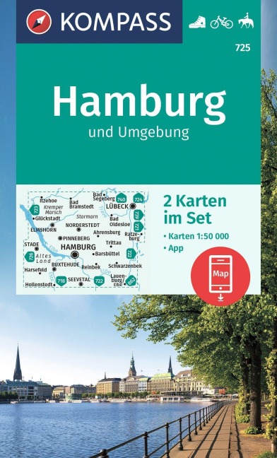 KOMPASS Wanderkarten-Set 725 Hamburg und Umgebung (2 Karten) 1:50.000 - 