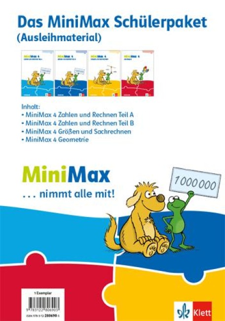 MiniMax 4.Paket für Lernende (4 Themenhefte: Zahlen und Rechnen A, Zahlen und Rechnen B, Größen und Sachrechnen, Geometrie) - Ausleihmaterial Klasse 4 - 