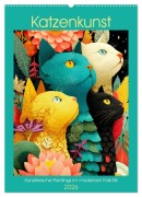 Cover-Bild zum Titel 'Katzenkunst. Künstlerische Paintings im modernen Folk-Stil (Wandkalender 2026 DIN A2 hoch), CALVENDO Monatskalender' von 'Rose Hurley'