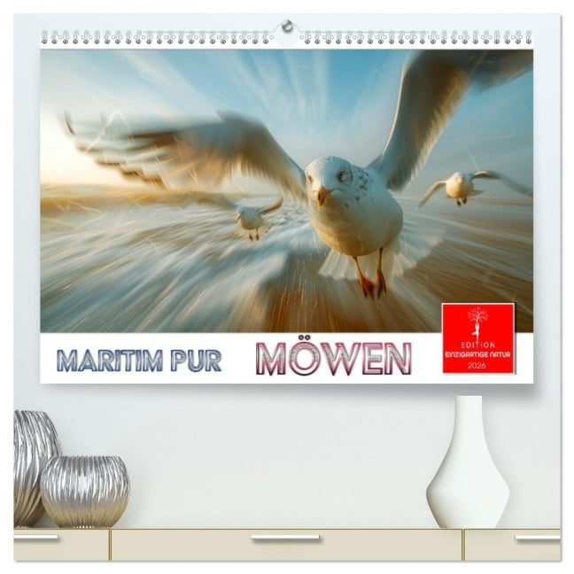 Maritim pur - Möwen (hochwertiger Premium Wandkalender 2026 DIN A2 quer), Kunstdruck in Hochglanz - Peter Roder
