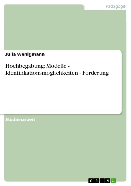 Hochbegabung: Modelle - Identifikationsmöglichkeiten - Förderung - Julia Wenigmann