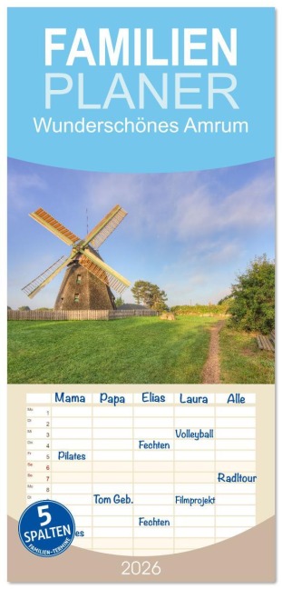 Familienplaner 2026 - Wunderschönes Amrum mit 5 Spalten (Wandkalender, 21 x 45 cm) CALVENDO - Michael Valjak