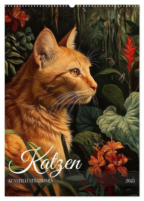 Katzen Kunstillustrationen (Wandkalender 2025 DIN A2 hoch), CALVENDO Monatskalender - Kavodedition Switzerland