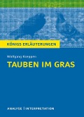 Cover-Bild zum Titel 'Tauben im Gras von Wolfgang Koeppen. Textanalyse und Interpretation mit ausführlicher Inhaltsangabe und Abituraufgaben mit Lösungen.' von 'Wolfgang Koeppen'