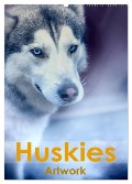 Huskies - Artwork (Wandkalender 2025 DIN A2 hoch), CALVENDO Monatskalender - Liselotte Brunner-Klaus