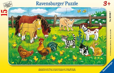 Bauernhoftiere auf der Wiese. Rahmenpuzzle 15 Teile - 