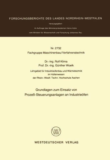 Grundlagen zum Einsatz von Prozeß-Steuerungsanlagen an Industrieöfen - Rolf Klima