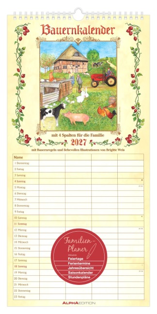 Bauernkalender Familienplaner 2027 - 