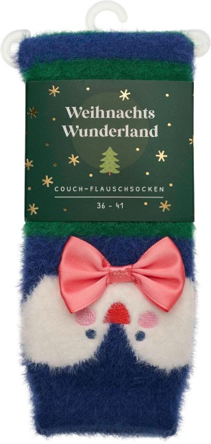 Weihnachtswunderland, Couch-Flauschsocken, Pinguin, Größe 36-41 - 