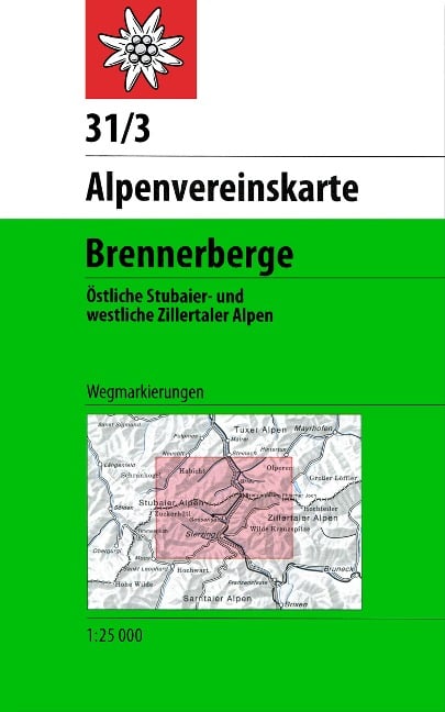 DAV Alpenvereinskarte 31/3 Brennerberge 1 : 50 000 Wegmarkierungen - 