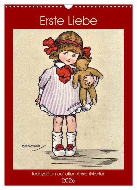 Erste Liebe - Teddybären auf alten Ansichtskarten (Wandkalender 2026 DIN A3 hoch), CALVENDO Monatskalender - Henning von Löwis of Menar