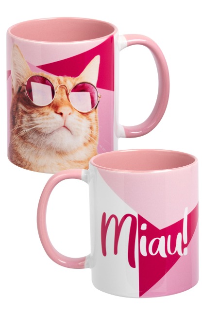 mug - Katze - miau -inner pink - 
