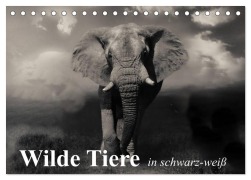 Wilde Tiere in schwarz-weiß (Tischkalender 2026 DIN A5 quer), CALVENDO Monatskalender - Elisabeth Stanzer
