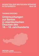 Cover-Bild zum Titel 'Untersuchungen zur Syntax in oberdeutschen Drucken des 16.-18. Jahrhunderts' von 'Thomas Brooks'