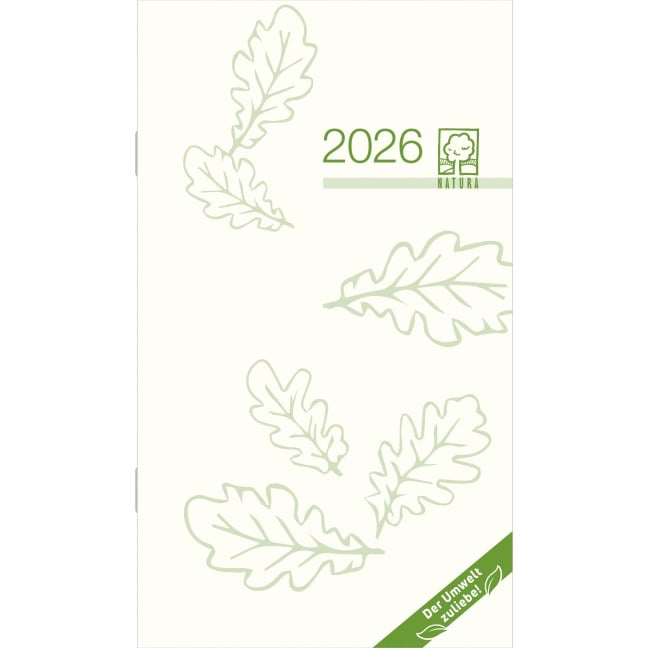 Taschenplaner Recycling 2026 - Bürokalender 8,8x15,2 cm - 1 Monat auf 2 Seiten - separates Adressheft - faltbar - Notizheft - Blauer Engel - 520-0700 - 
