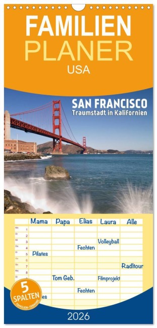Familienplaner 2026 - San Francisco - Traumstadt in Kalifornien mit 5 Spalten (Wandkalender, 21 x 45 cm) CALVENDO - Melanie Viola