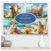 Cover-Bild zum Titel 'Bunter Schafschick. Flauschige Trendsetter zum verlieben (hochwertiger Premium Wandkalender 2026 DIN A2 quer), Kunstdruck in Hochglanz' von 'Rose Hurley'