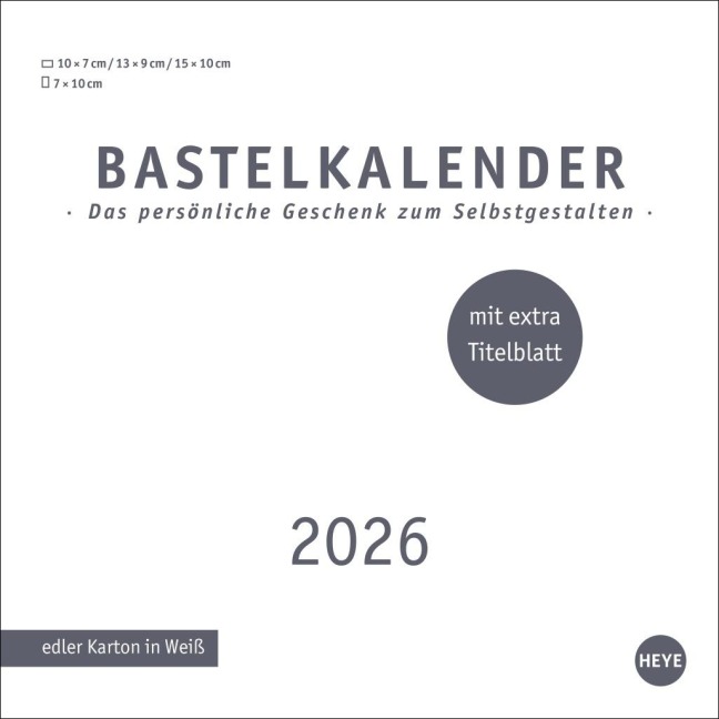 Premium-Bastelkalender weiß klein 2026 - 