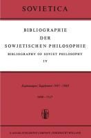 Bibliographie der Sowjetischen Philosophie / Bibliography of Soviet Philosophy - 