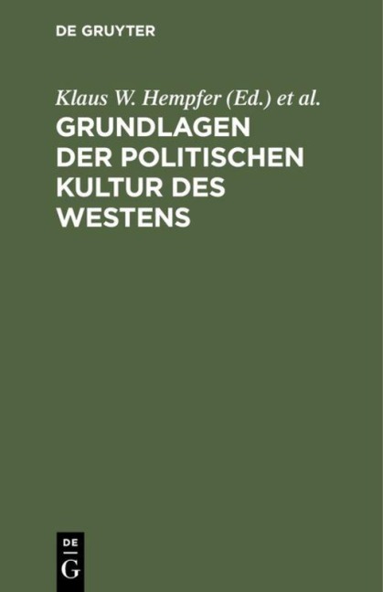 Grundlagen der politischen Kultur des Westens - 