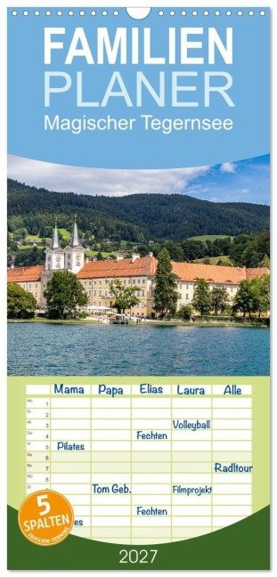 Familienplaner 2027 - Magischer Tegernsee mit 5 Spalten (Wandkalender, 21 x 45 cm) CALVENDO - Ursula Di Chito