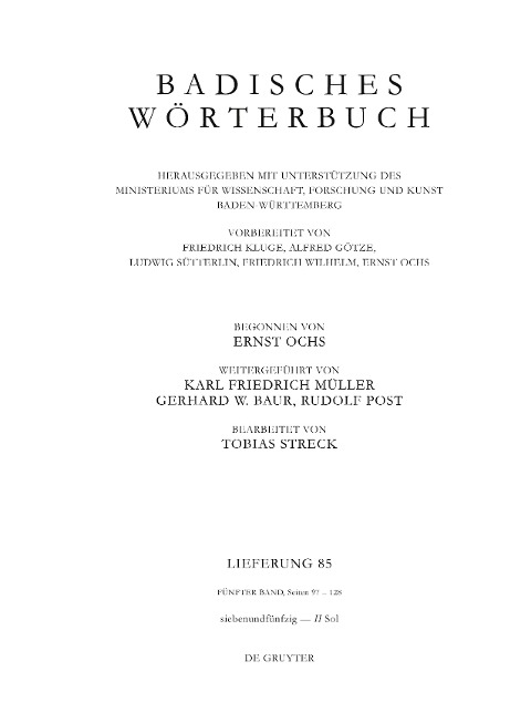 Badisches Wörterbuch, Band V/Lieferung 85 - 