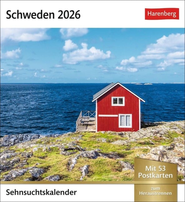 Schweden Sehnsuchtskalender 2026 - Wochenkalender mit 53 Postkarten - 