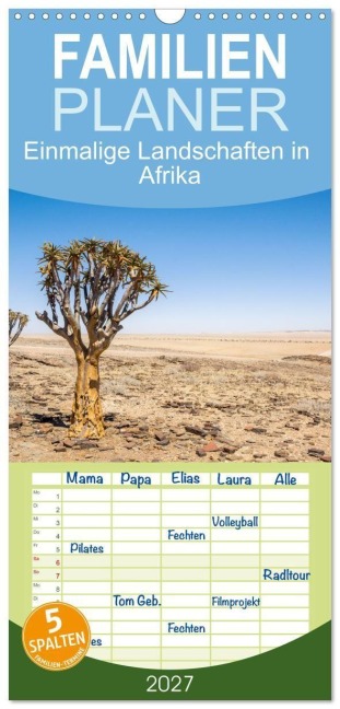 Familienplaner 2027 - Einmalige Landschaften in Afrika mit 5 Spalten (Wandkalender, 21 x 45 cm) CALVENDO - Christiane Kulisch