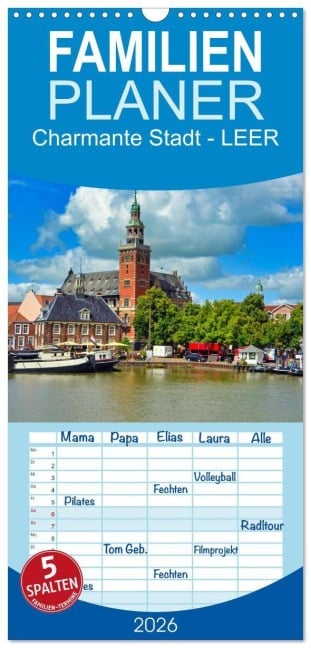 Familienplaner 2026 - Charmante Stadt - LEER mit 5 Spalten (Wandkalender, 21 x 45 cm) CALVENDO - Claudia Kleemann