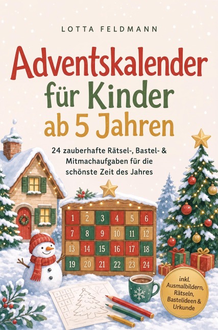 Adventskalender für Kinder ab 5 Jahren: 24 zauberhafte Rätsel-, Bastel- & Mitmachaufgaben für die schönste Zeit des Jahres - inkl. Ausmalbildern, Rätseln, Bastelideen & Urkunde - Lotta Feldmann